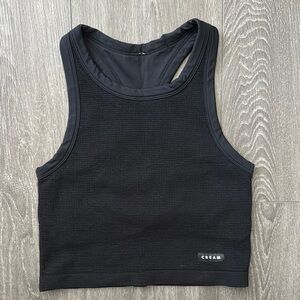 Cream Yoga Black Tank Bra